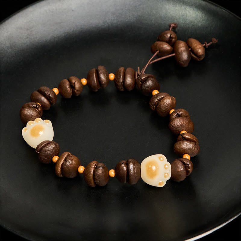 Pulsera de la paz con garra y semillas de bodhi, hecha a mano con granos de café naturales y Buddha Stones - image 17