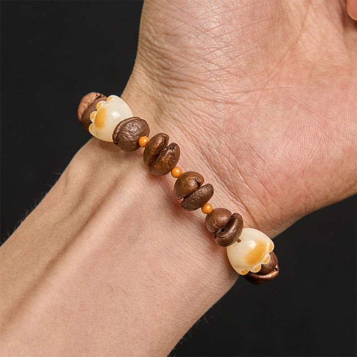 Pulsera de la paz con garra y semillas de bodhi, hecha a mano con granos de café naturales y Buddha Stones - image 18