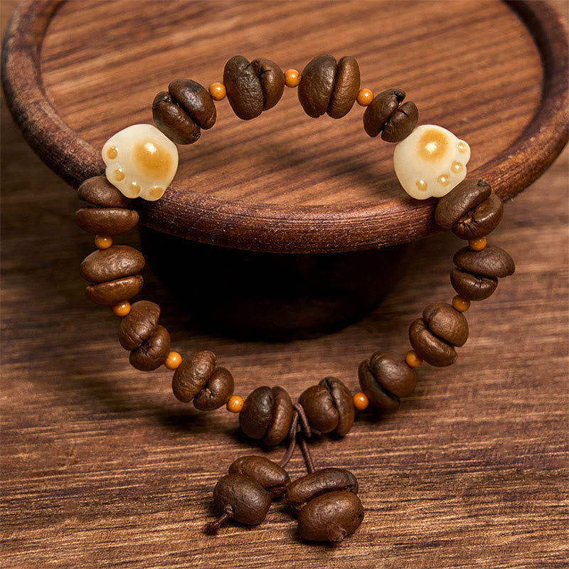 Pulsera de la paz con garra y semillas de bodhi, hecha a mano con granos de café naturales y Buddha Stones - image 16