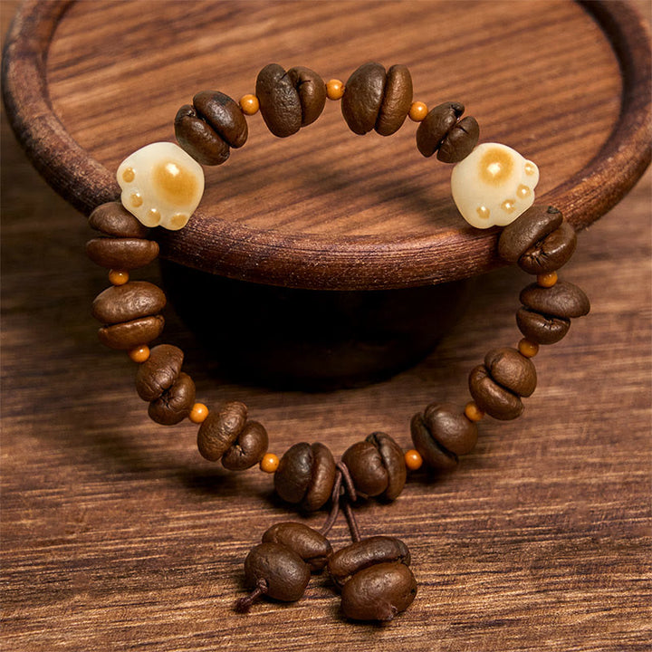 Pulsera de la paz con garra y semillas de bodhi, hecha a mano con granos de café naturales y Buddha Stones - image 16