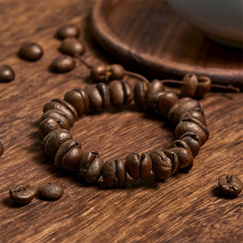 Pulsera de granos de café naturales hechos a mano con Buddha Stones - image 2