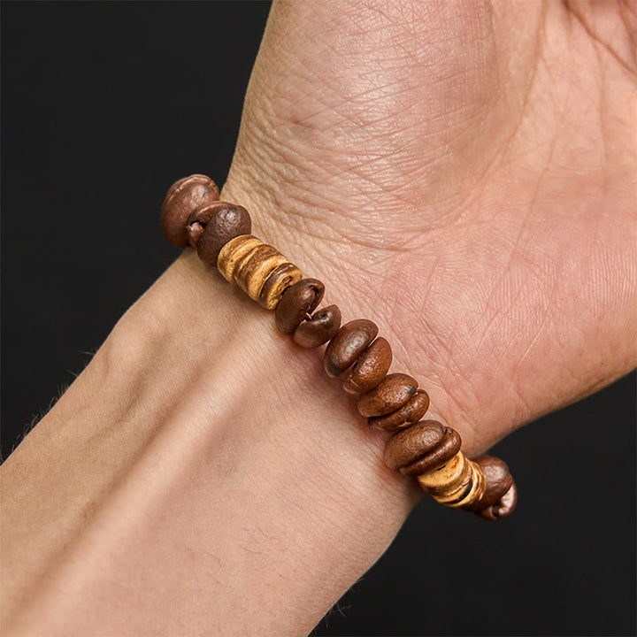 Pulsera de la felicidad hecha a mano con granos de café natural y cáscara de coco de Buddha Stones - image 10