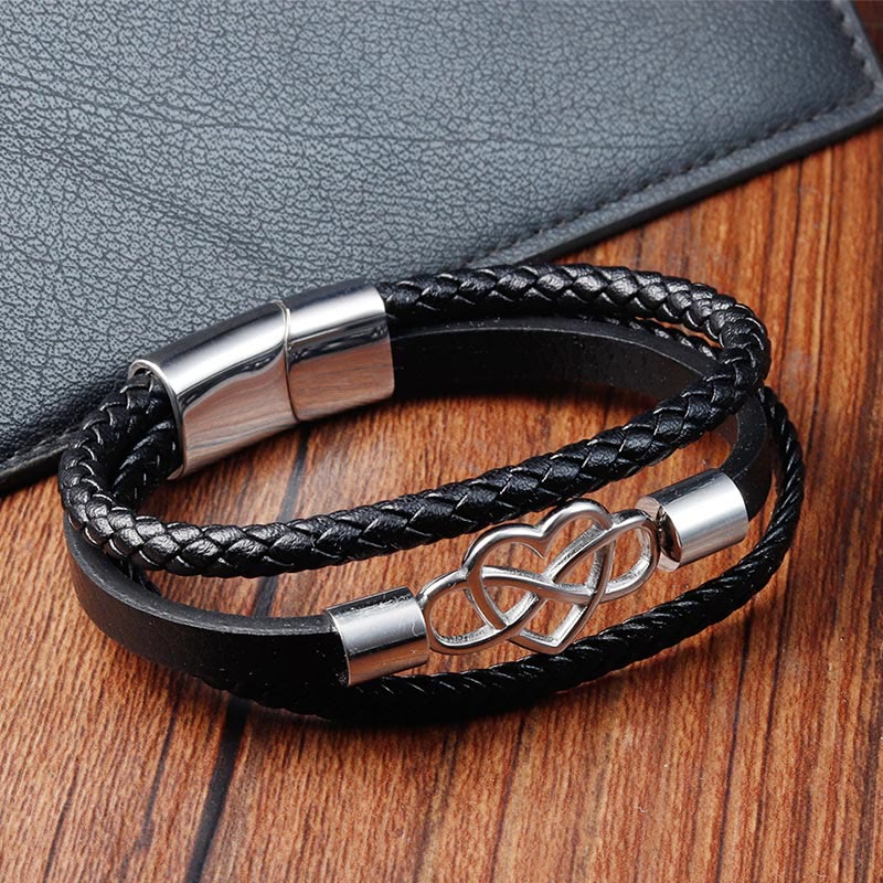 Pulsera de cuero geométrico con Buddha Stones y hebilla reforzada de acero y titanio - image 2