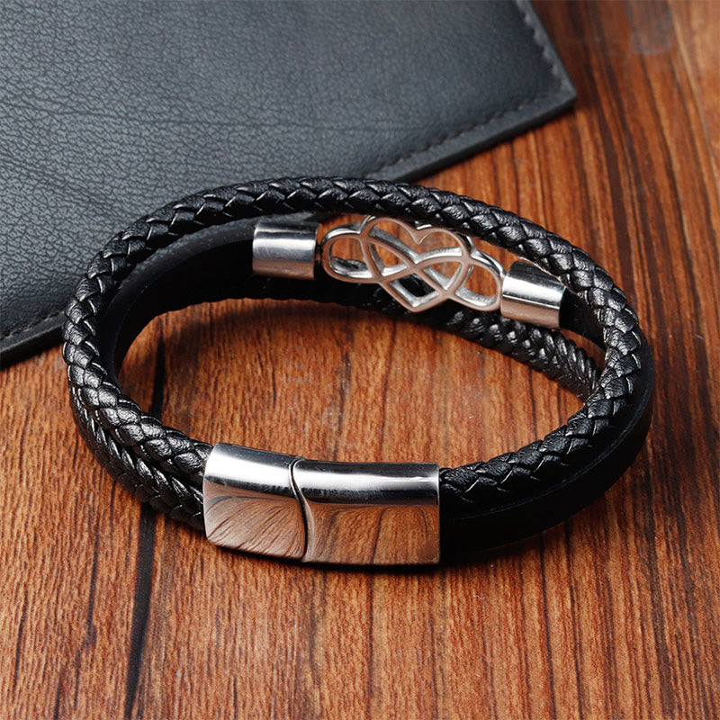 Pulsera de cuero geométrico con Buddha Stones y hebilla reforzada de acero y titanio - image 4