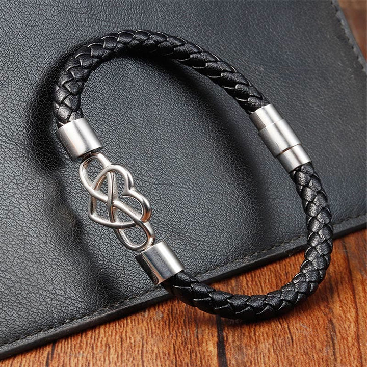 Pulsera de cuero geométrico con Buddha Stones y hebilla reforzada de acero y titanio - image 11