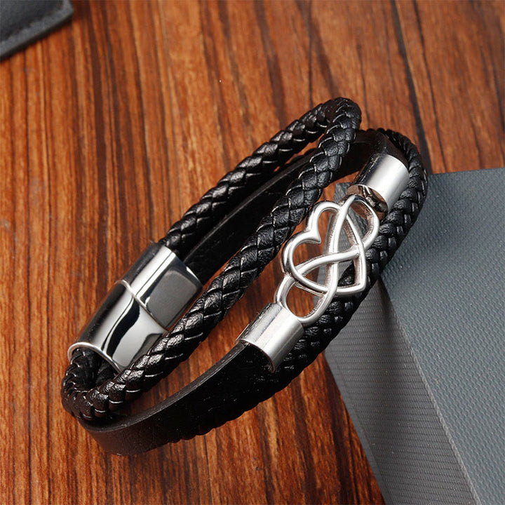 Pulsera de cuero geométrico con Buddha Stones y hebilla reforzada de acero y titanio - image 3