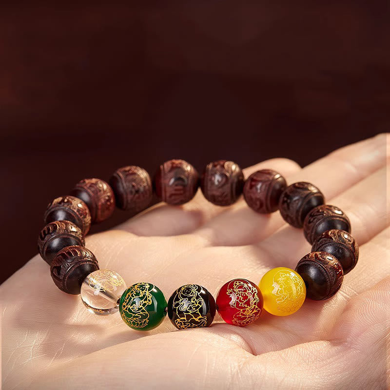 Buddha Stones pequeñas de sándalo rojo y cinco direcciones de los dioses de la riqueza y la calma - image 3