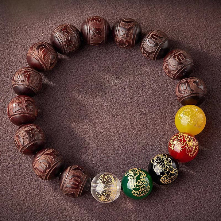 Buddha Stones pequeñas de sándalo rojo y cinco direcciones de los dioses de la riqueza y la calma - image 11