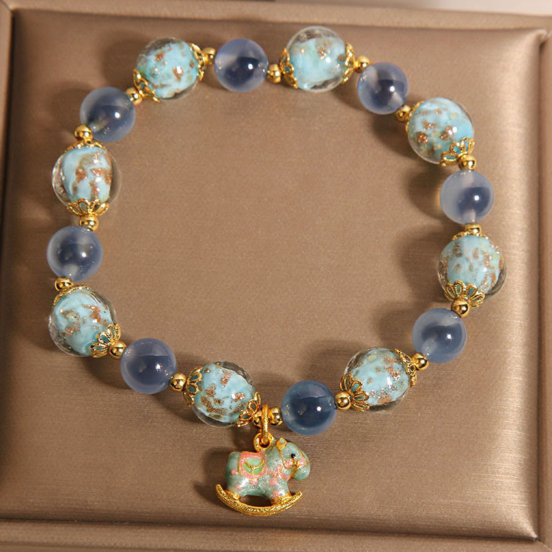 Pulsera de Buddha Stones con ágata de caramelo natural y cristal blanco. - image 4