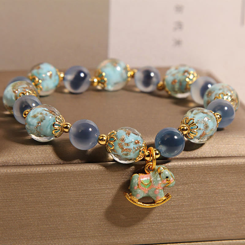 Pulsera de Buddha Stones con ágata de caramelo natural y cristal blanco. - image 3