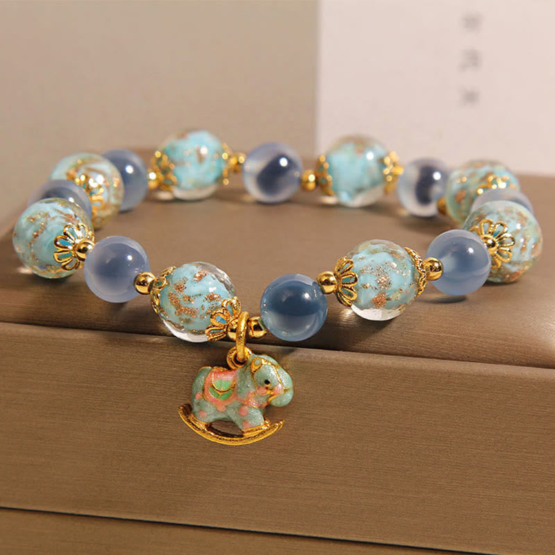 Pulsera de Buddha Stones con ágata de caramelo natural y cristal blanco. - image 2