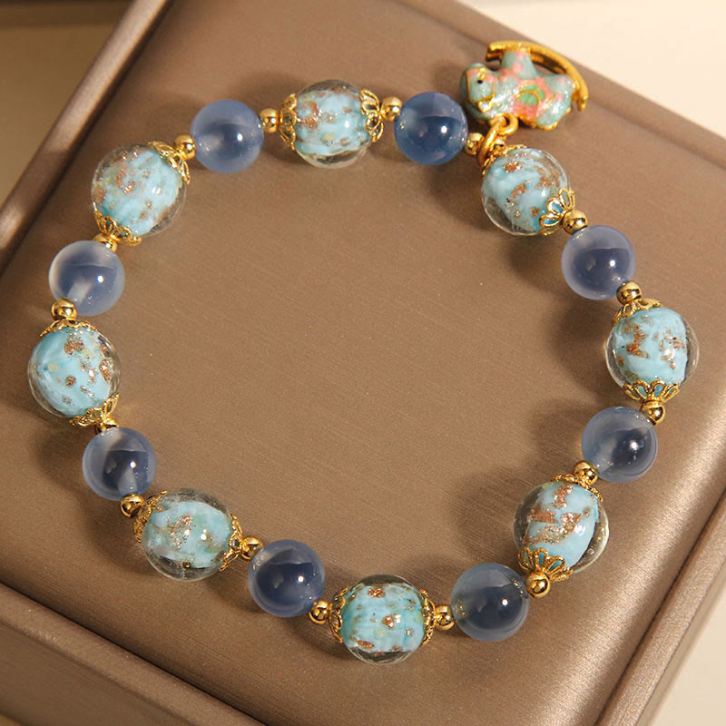 Pulsera de Buddha Stones con ágata de caramelo natural y cristal blanco. - image 5