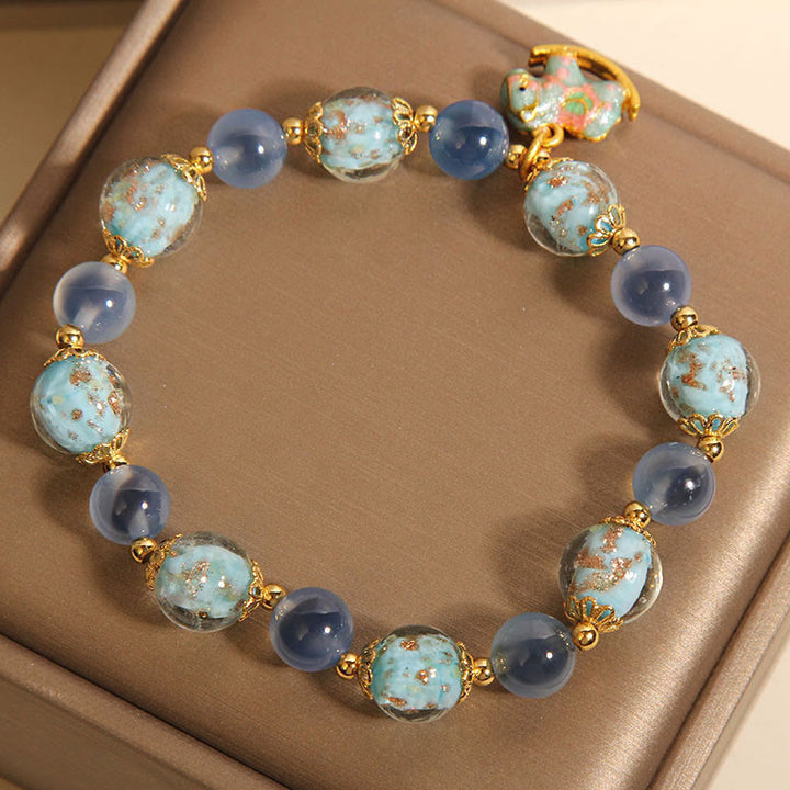Pulsera de Buddha Stones con ágata de caramelo natural y cristal blanco. - image 5
