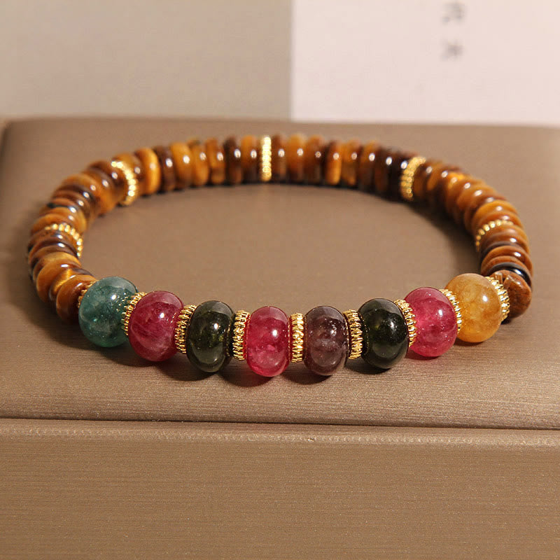 Pulsera de turmalina de ojo de tigre natural con Buddha Stones - image 2