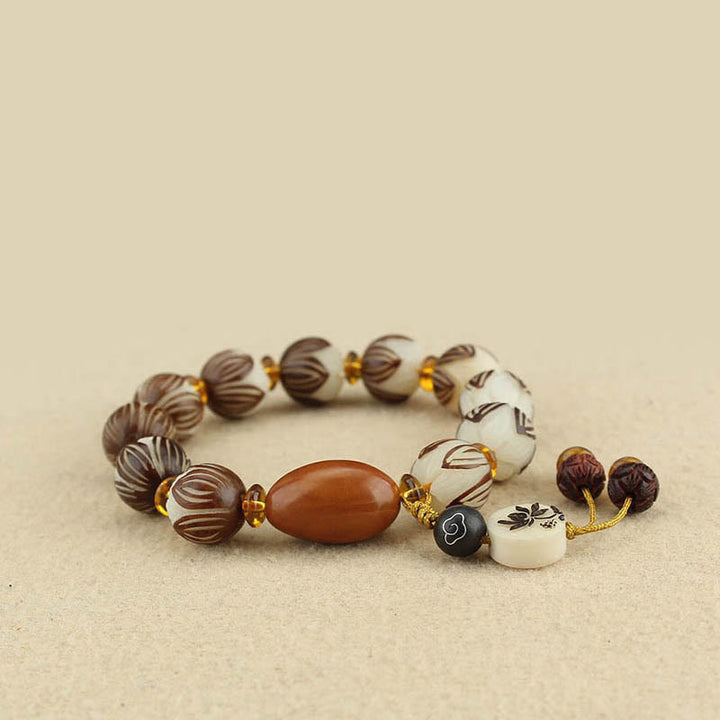 Pulsera tibetana de la paz con semillas de bodhi blancas y mala de Buddha Stones - image 3