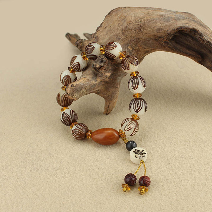 Pulsera tibetana de la paz con semillas de bodhi blancas y mala de Buddha Stones - image 12
