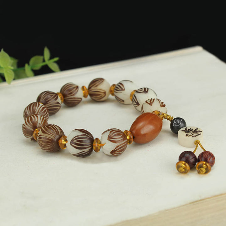 Pulsera tibetana de la paz con semillas de bodhi blancas y mala de Buddha Stones - image 10