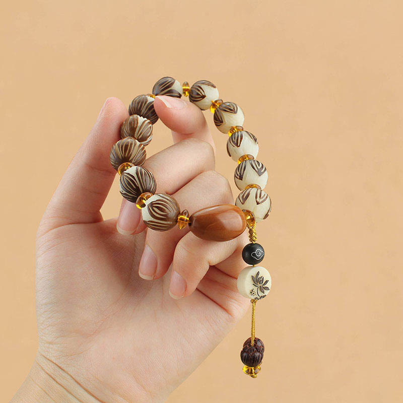 Pulsera tibetana de la paz con semillas de bodhi blancas y mala de Buddha Stones - image 5
