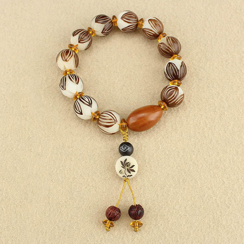 Pulsera tibetana de la paz con semillas de bodhi blancas y mala de Buddha Stones - image 8