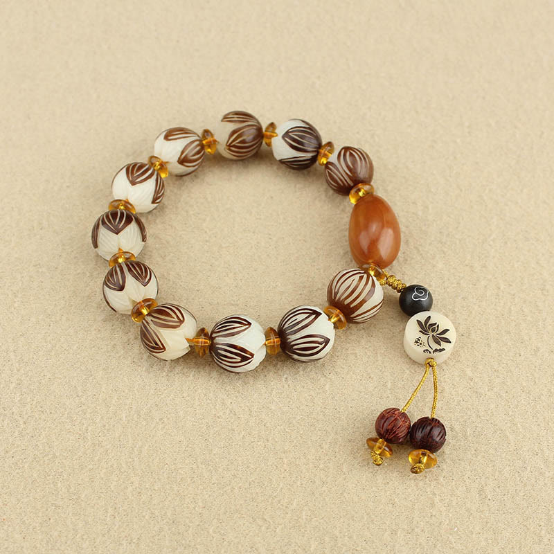 Pulsera tibetana de la paz con semillas de bodhi blancas y mala de Buddha Stones - image 2