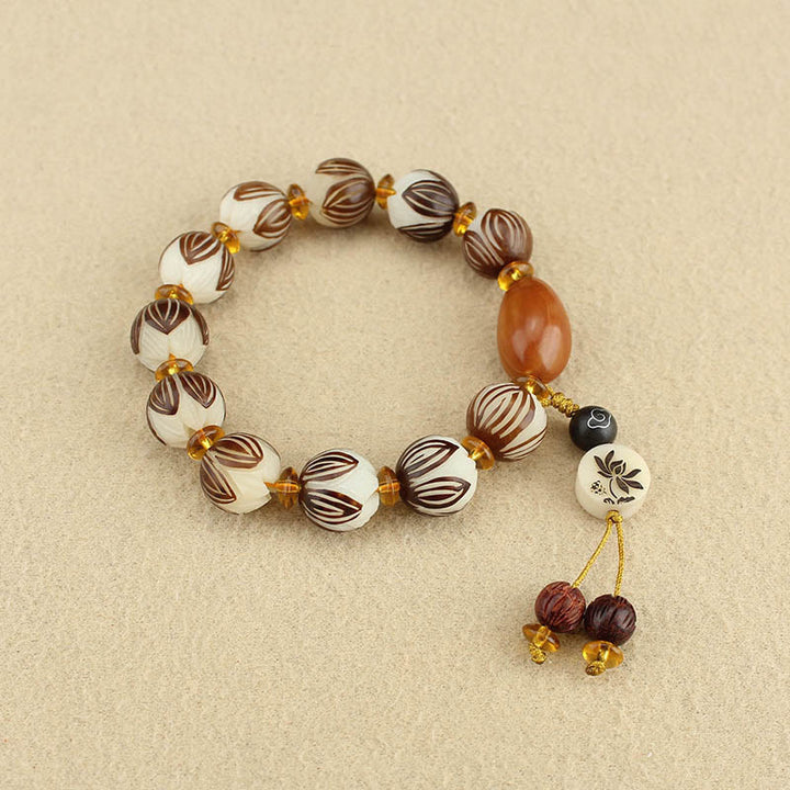 Pulsera tibetana de la paz con semillas de bodhi blancas y mala de Buddha Stones - image 2
