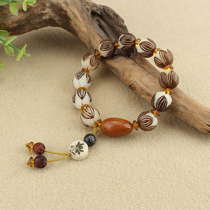 Pulsera tibetana de la paz con semillas de bodhi blancas y mala de Buddha Stones - image 4