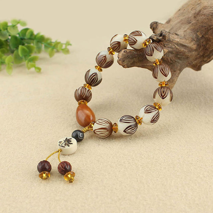 Pulsera tibetana de la paz con semillas de bodhi blancas y mala de Buddha Stones - image 9