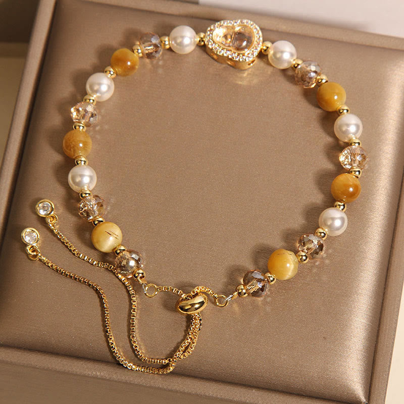 Pulsera de la prosperidad con piedra de ojo de gato amarilla y calabaza perlada de Buddha Stones - image 4