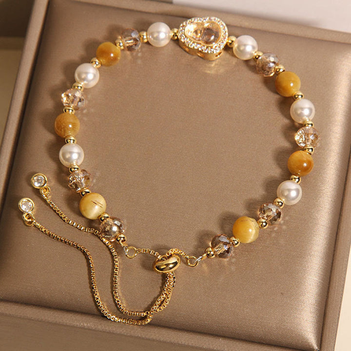 Pulsera de la prosperidad con piedra de ojo de gato amarilla y calabaza perlada de Buddha Stones - image 4