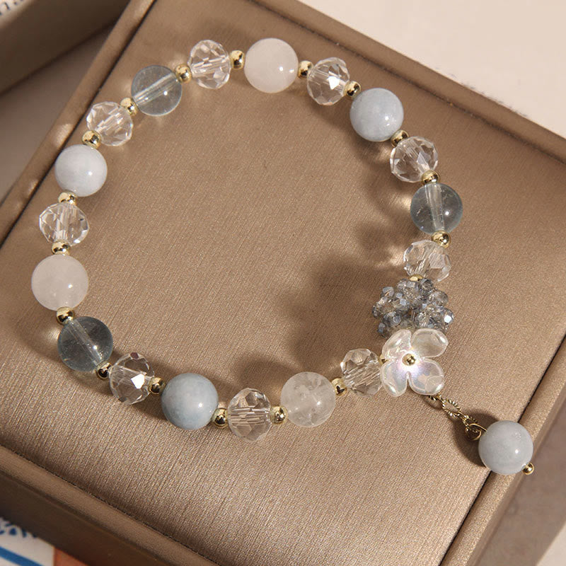 Pulsera de la paz con flor de ojo de gato amarillo aguamarina y Buddha Stones - image 2