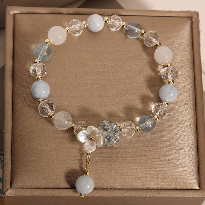 Pulsera de la paz con flor de ojo de gato amarillo aguamarina y Buddha Stones - image 3