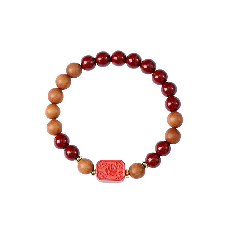 Pulsera de bendición con cuentas de madera de cinabrio y Buddha Stones con el símbolo de loto fu - image 10