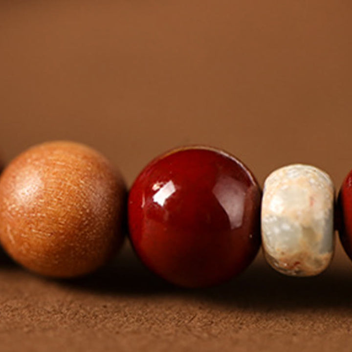 Pulsera de bendición con cuentas de madera de cinabrio y Buddha Stones con el símbolo de loto fu - image 17