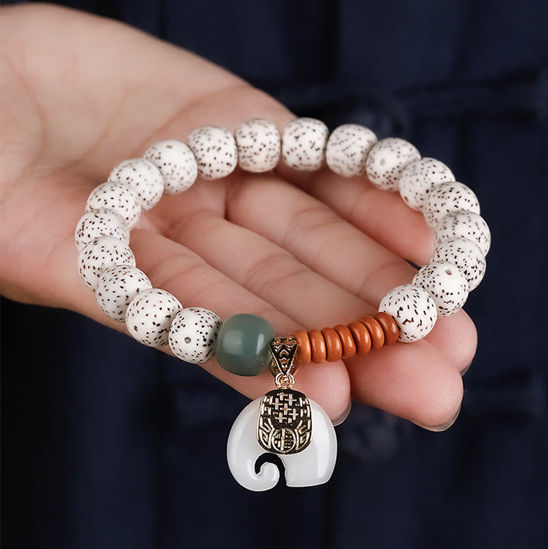 Pulsera de paz interior con Buddha Stones pulidas a mano, estrella, luna, semilla de Bodhi y patrón de elefante - image 9