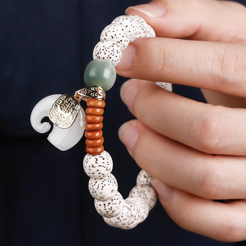Pulsera de paz interior con Buddha Stones pulidas a mano, estrella, luna, semilla de Bodhi y patrón de elefante - image 11