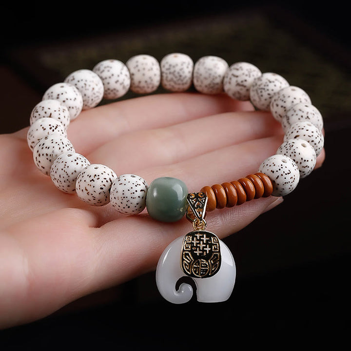 Pulsera de paz interior con Buddha Stones pulidas a mano, estrella, luna, semilla de Bodhi y patrón de elefante - image 2