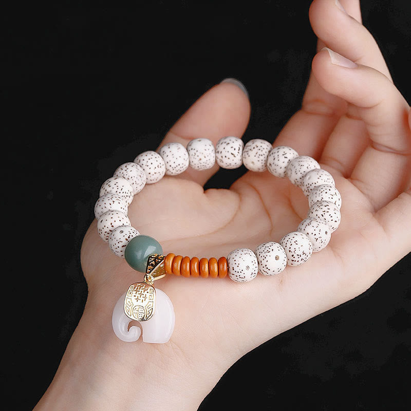 Pulsera de paz interior con Buddha Stones pulidas a mano, estrella, luna, semilla de Bodhi y patrón de elefante - image 8