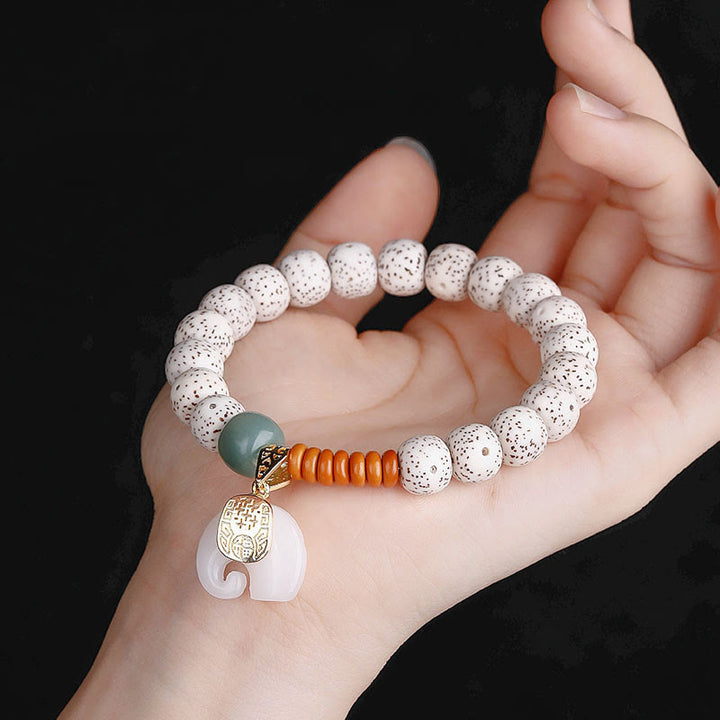Pulsera de paz interior con Buddha Stones pulidas a mano, estrella, luna, semilla de Bodhi y patrón de elefante - image 8