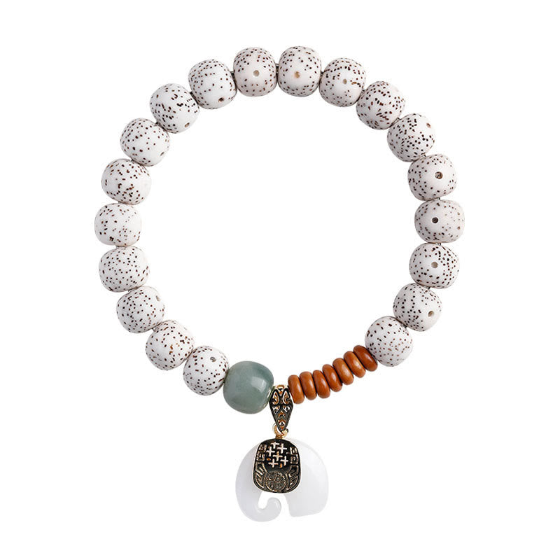 Pulsera de paz interior con Buddha Stones pulidas a mano, estrella, luna, semilla de Bodhi y patrón de elefante - image 13