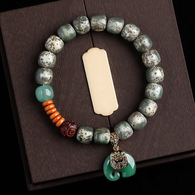 Pulsera de paz interior con Buddha Stones pulidas a mano, estrella, luna, semilla de Bodhi y patrón de elefante - Semilla Bodhi de la Luna y Estrella Verde y Elefante Verde (circunferencia de la muñeca: 14-16 cm) - image 16