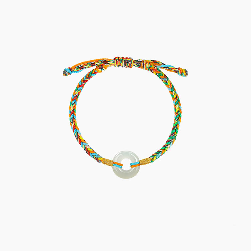Pulsera de cuerda colorida de plata de ley 925 con Buddha Stones, hecha a mano, con hebilla de paz y jade para la prosperidad. - Estilo infantil*1 - image 8