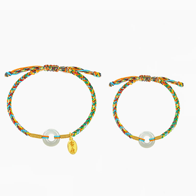 Pulsera de cuerda colorida de plata de ley 925 con Buddha Stones, hecha a mano, con hebilla de paz y jade para la prosperidad. - Estilo adulto*1+ Estilo infantil*1 - image 9