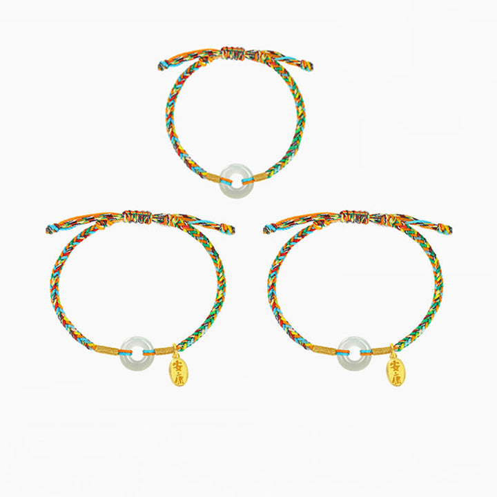 Pulsera de cuerda colorida de plata de ley 925 con Buddha Stones, hecha a mano, con hebilla de paz y jade para la prosperidad. - Estilo adulto*2+ Estilo infantil*1 - image 10