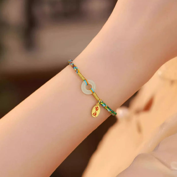Pulsera de cuerda colorida de plata de ley 925 con Buddha Stones, hecha a mano, con hebilla de paz y jade para la prosperidad. - image 12