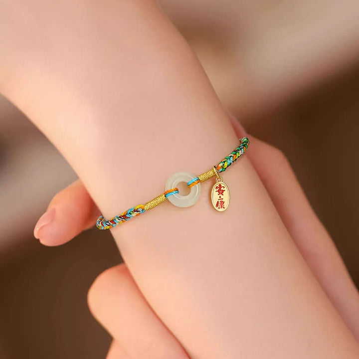 Pulsera de cuerda colorida de plata de ley 925 con Buddha Stones, hecha a mano, con hebilla de paz y jade para la prosperidad. - image 11