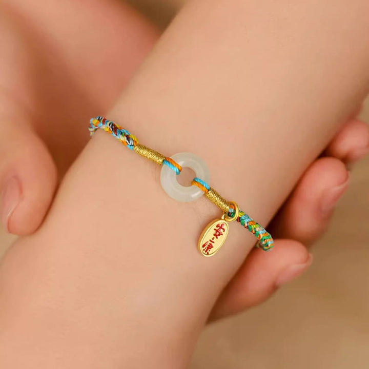 Pulsera de cuerda colorida de plata de ley 925 con Buddha Stones, hecha a mano, con hebilla de paz y jade para la prosperidad. - image 4