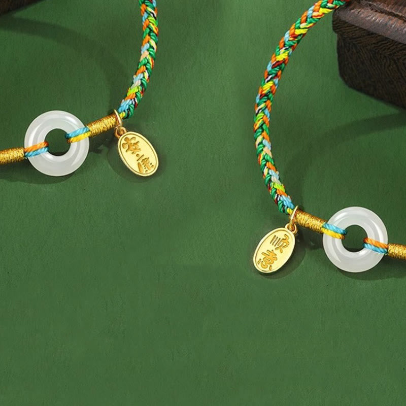 Pulsera de cuerda colorida de plata de ley 925 con Buddha Stones, hecha a mano, con hebilla de paz y jade para la prosperidad. - image 13