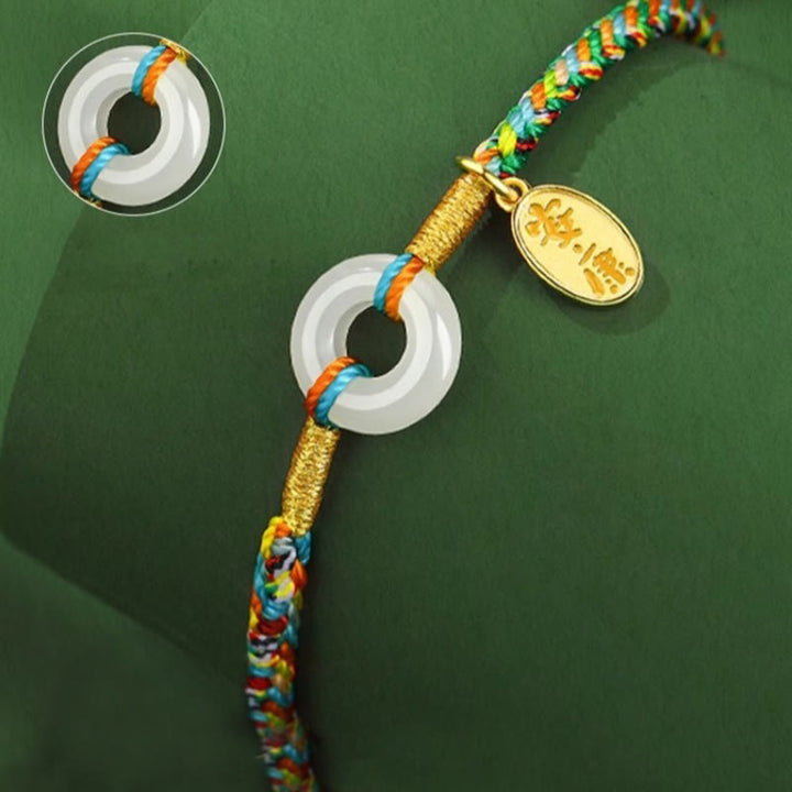 Pulsera de cuerda colorida de plata de ley 925 con Buddha Stones, hecha a mano, con hebilla de paz y jade para la prosperidad. - image 14