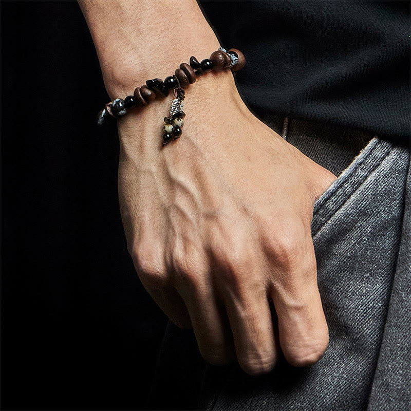 Pulsera protectora con Buddha Stones, granos de café naturales y ojo de tigre. - image 5