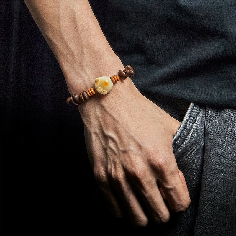 Pulsera de cuentas de semillas Bodhi con granos de café y pata de gato natural de Buddha Stones - image 5